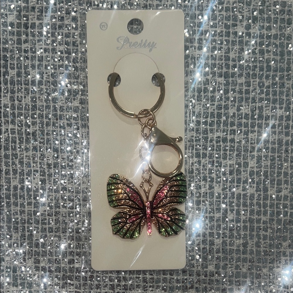 Multicolor Butterfly Keychain Key & Card Holder